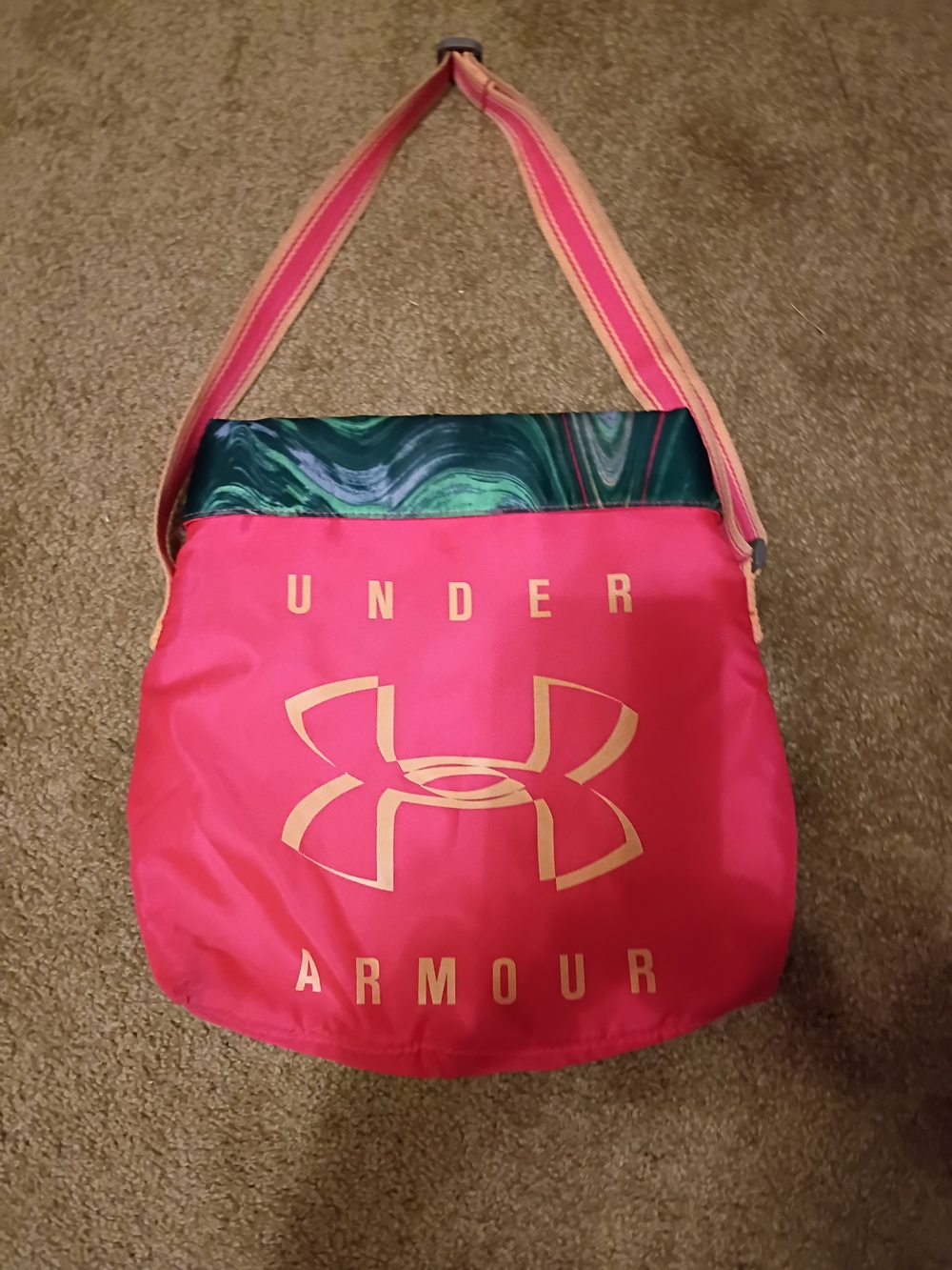 Under Armour Hot Pink Shoulder Bag with Gold Logo